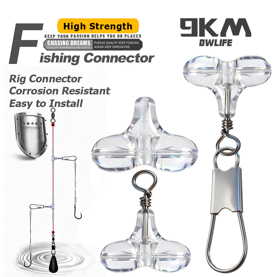 Fishing Lure Accessories - 9 km T-förmige Angel-Kreuzperlen mit Druckknopf,